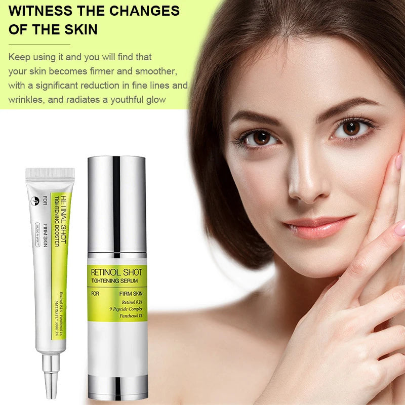 Korean Vita A Retinol Firming Serum Eye Cream Set Tightening Booster Deeply Moisturizing Pore Shrink Dark Circles Repair Serum