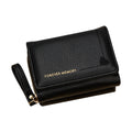 Women Short Tri-fold Wallet with Heart Embroidery Multiple Card Slots Compact Card Holder Lightweight Purse Organizer