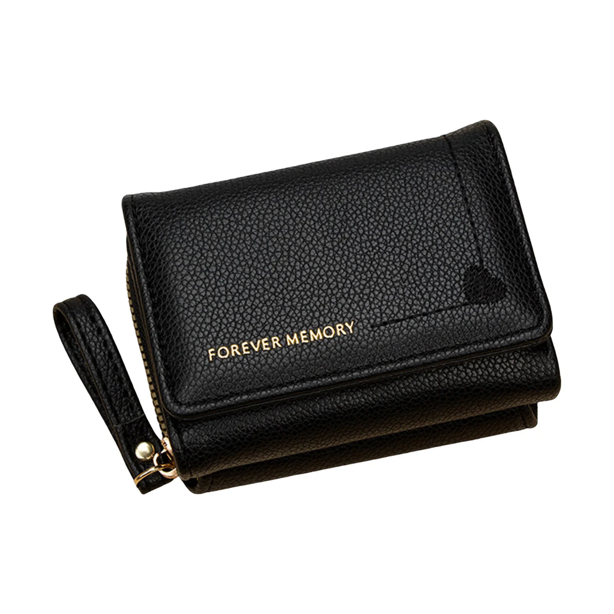 Women Short Tri-fold Wallet with Heart Embroidery Multiple Card Slots Compact Card Holder Lightweight Purse Organizer