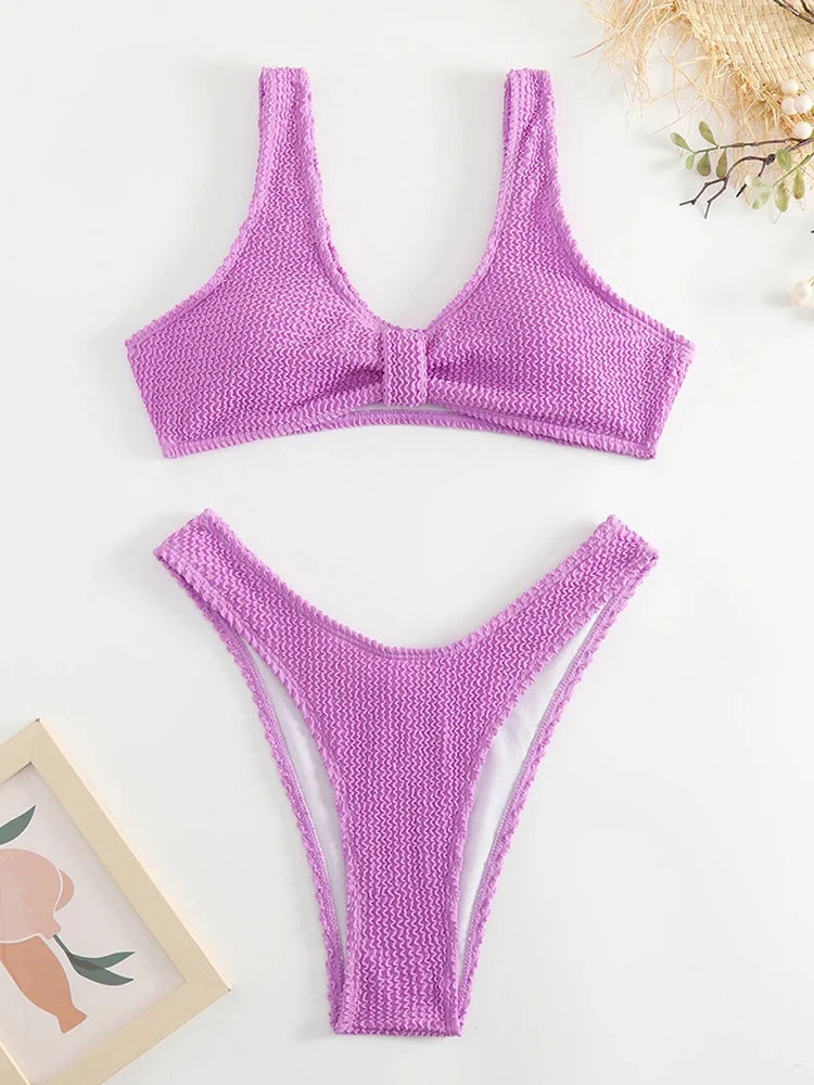 Sexy Plain Bikini Women's Swimsuit Brazilian Female Swimwear 2026 Push Up Bathing Suit Thong Bikinis Sets Two-piece Beach Wear