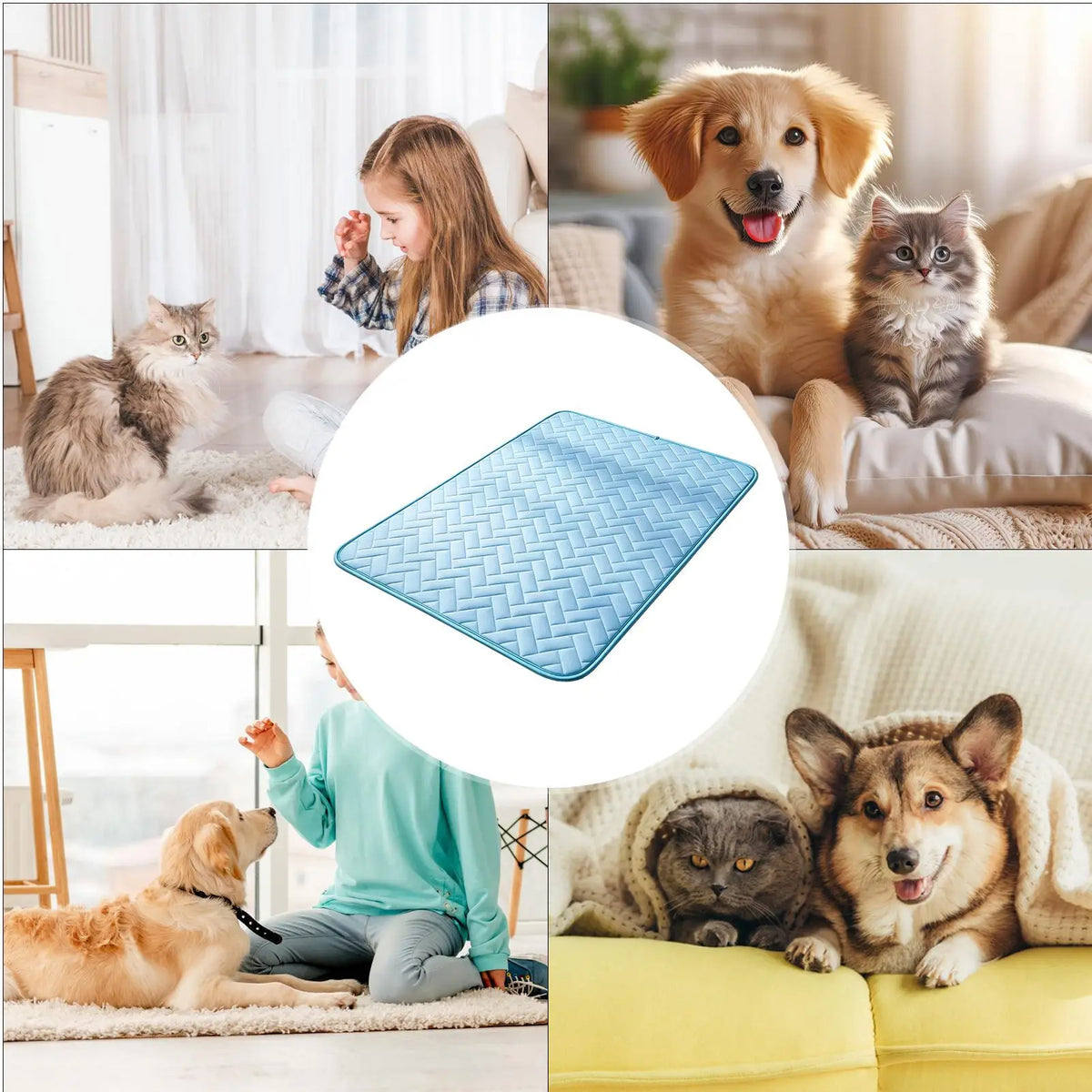 The Ultimate Cooling Pet Mat Breathable Washable Summer Pad Dog Cat Self Cool Blanket for Kennel Crate and Bed Sleeping Ice Silk
