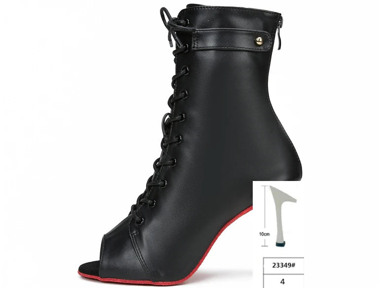 Bottes noires à talons hauts pour femmes, talons aiguilles fins, chaussures de danse latine, sexy,salsa et tango