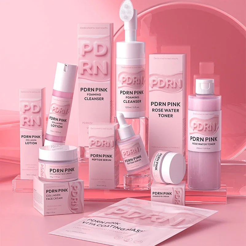 Salmon Dna Collagen Skincare Set, Pdrn Pink Glow Moisturizing Mask Lifting Brightening Cream, Reduce Fine Line Essence Eye Cream