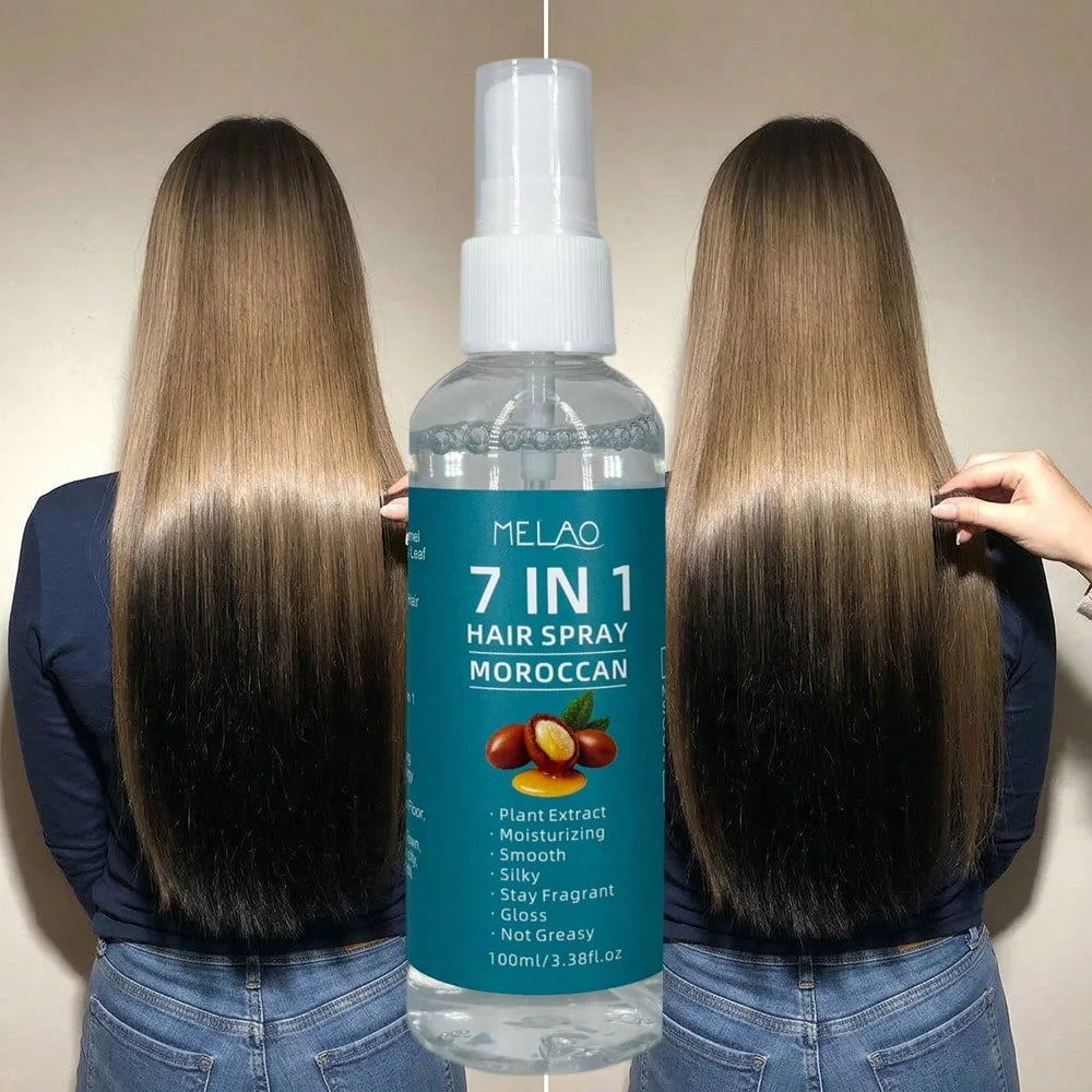 MELAO 7 IN 1 Moroccan Hair Spray, Moisturizing, Smooth & Silky, Glossy, Fragrant, Not Greasy, Instant Detangling & Frizz Control