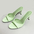 Heeled Footwear Female Slides Women Slippers Summer Spring Fashion Round Toe Ladies Thin Heels Slippers Sandals Pumps Shoes