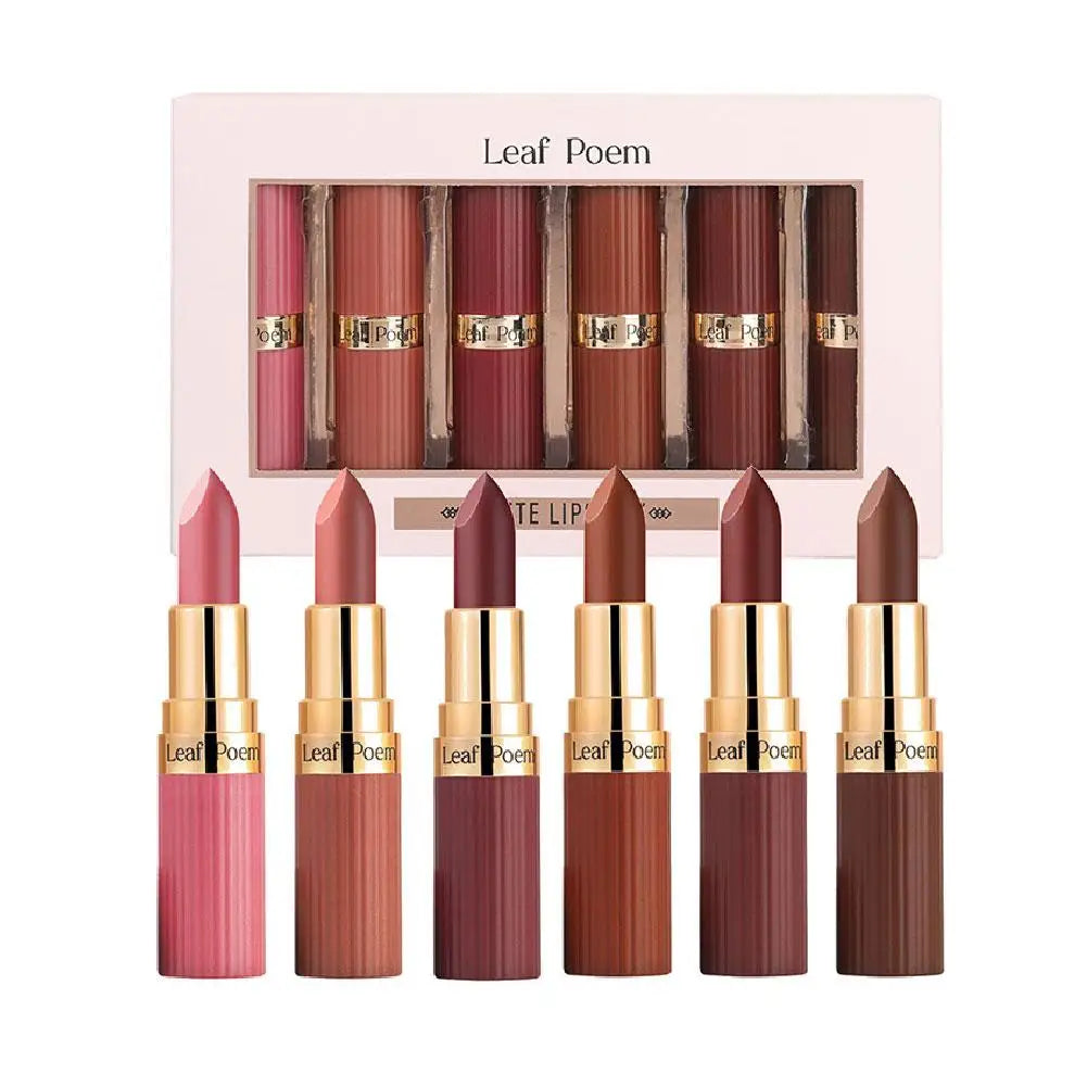 6Pcs/Set Waterproof Lipstick Sexy Lip Stick Matte Velvet Lipstick Color Mood Changing Long Lasting Moisturizing Lipstick Makeup