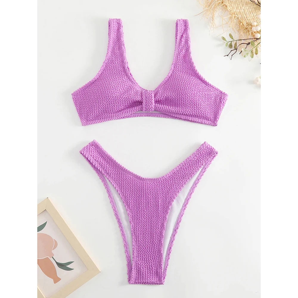 Sexy Plain Bikini Women's Swimsuit Brazilian Female Swimwear 2026 Push Up Bathing Suit Thong Bikinis Sets Two-piece Beach Wear