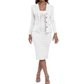 Women's Business Skirt Suit Set Long Sleeve Blazer Jacket And Pencil Skirt Set Casual Office Work 2 Piece Office Bodycon Outfits