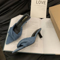 New Summer Women's Shallow Pointed Toe Thin High Heels Women Slippers Wedding Sandals Fashion Mule Slides Shoes Zapatos Mujer