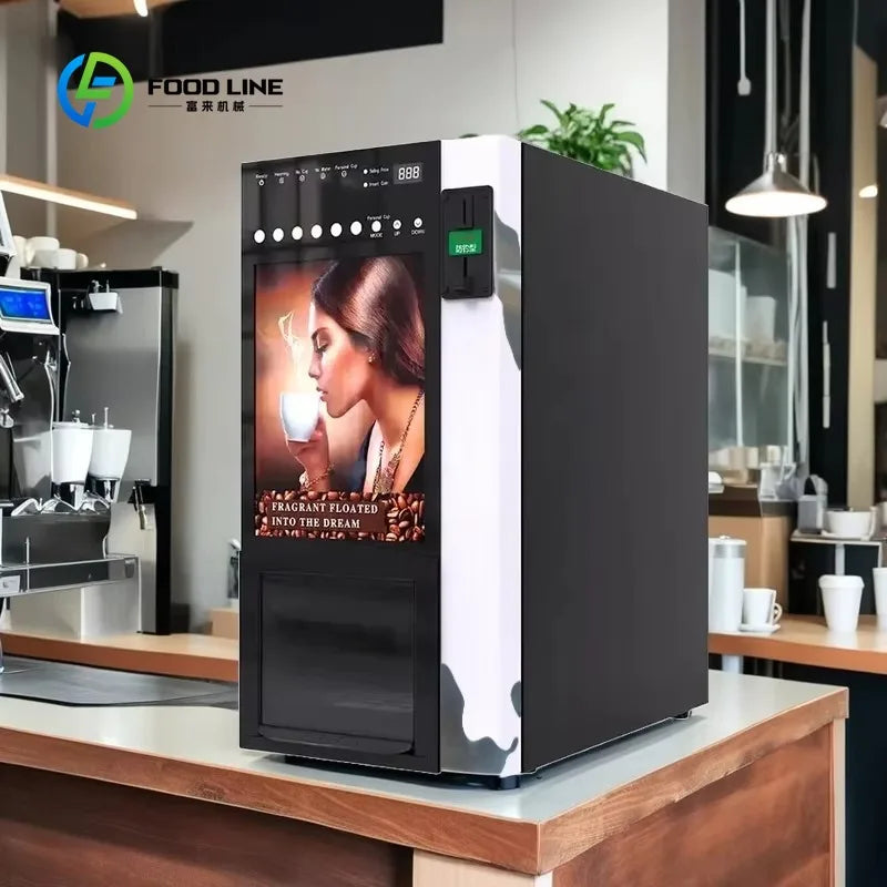 Automatic Espresso Coffee Machine, Commercial Fully Automatic Self-service Coffee Vending Machine for Office Cafe Public Places