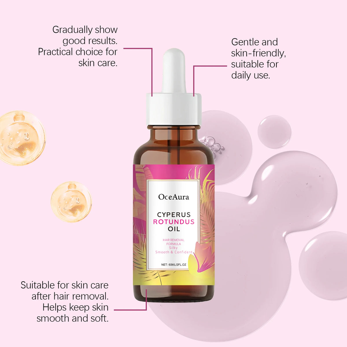Cyperus Rotundus Oil for Hair Removal Smoothing Soothing Skin Care Moisturizes Armpit Leg Arm Hair Growth Inhibitor Depilatory