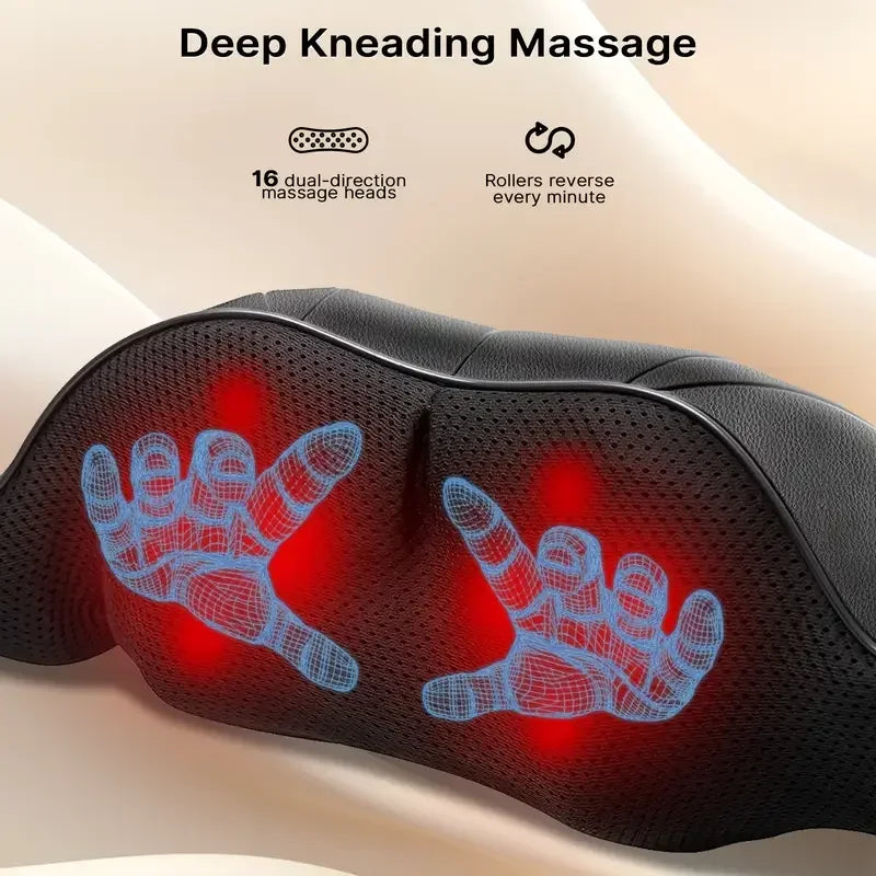 Shiatsu Neck and Shoulder Massager Heated Back Massager U Shape Deep Kneading Electric Massage Pillow For Neck Waist Leg Body