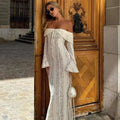 White Evening Dresses for Events Red Long Sleeve Lace Elegant Party Dresses 2026 Women Luxury Wedding Prom Dress Gown