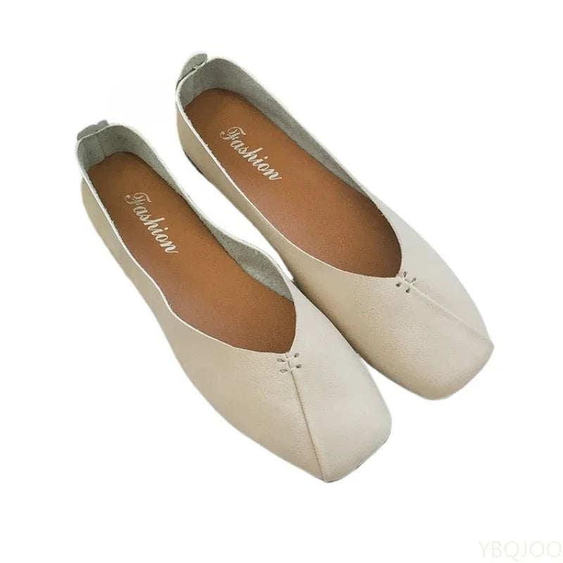 New Women's square toe Flats Trendy versatile shoes Shallow mouth lazy bean bean shoe Fashion elegant ladies Shoes Zapatos Mujer