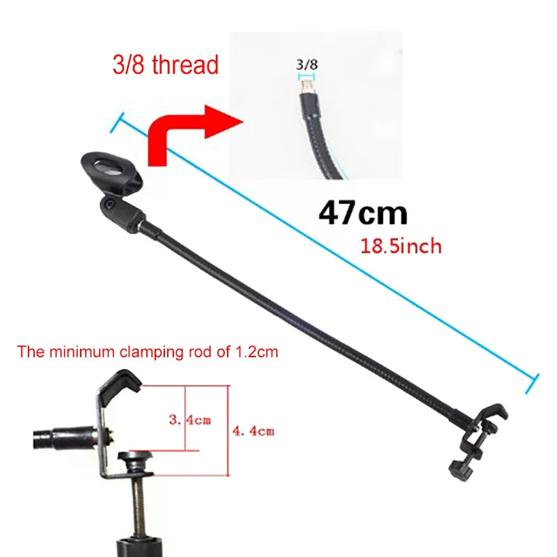 Radio Broadcasting Studio Live Broadcast Equipment Stations Flexible Microphone Gooseneck  phone Stand with Desk Clamp