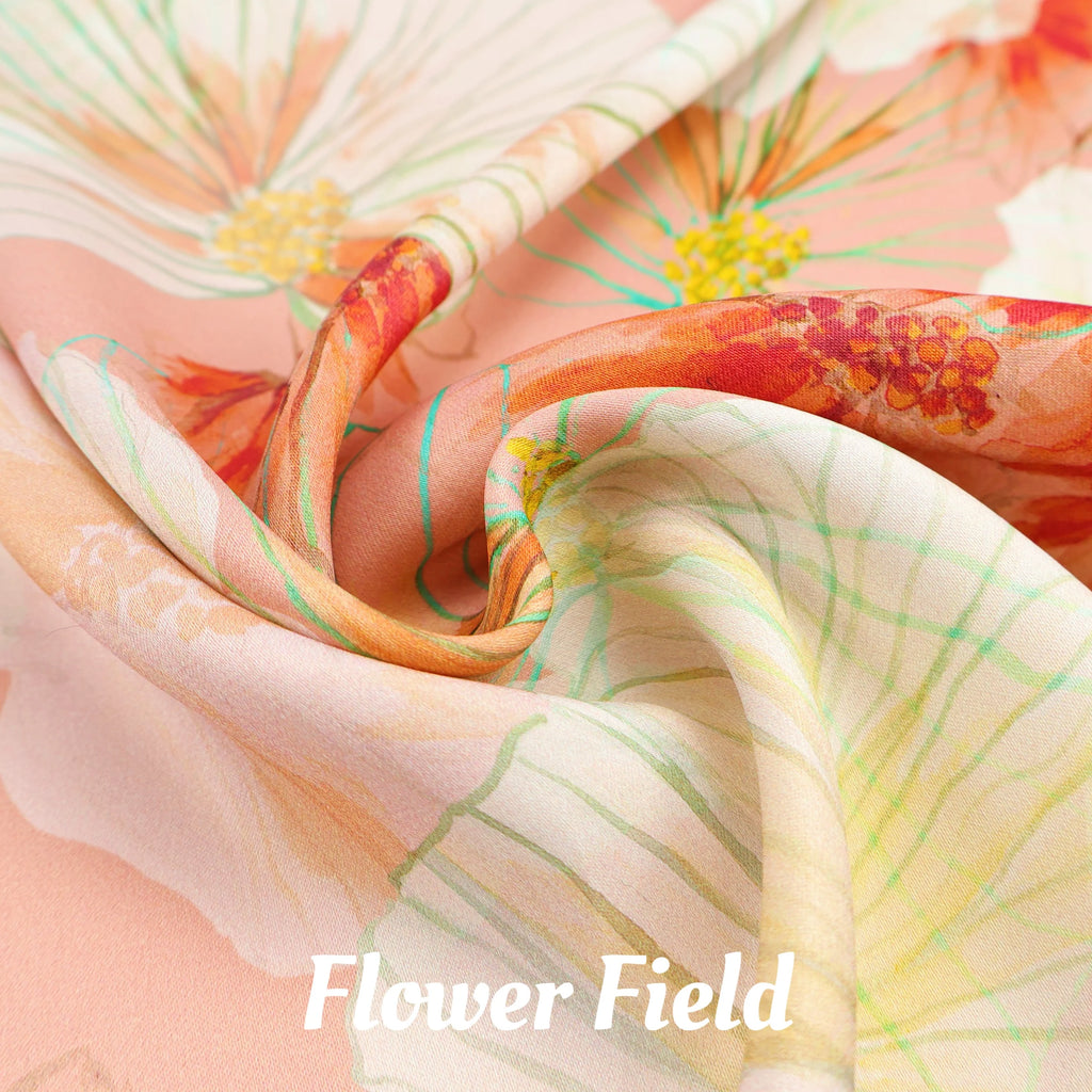 Acetate Satin Fabric Silky Soft Color Floral Print Velvety Texture for Home Dresses Blouses Skin Friendly DIY Sewing Material