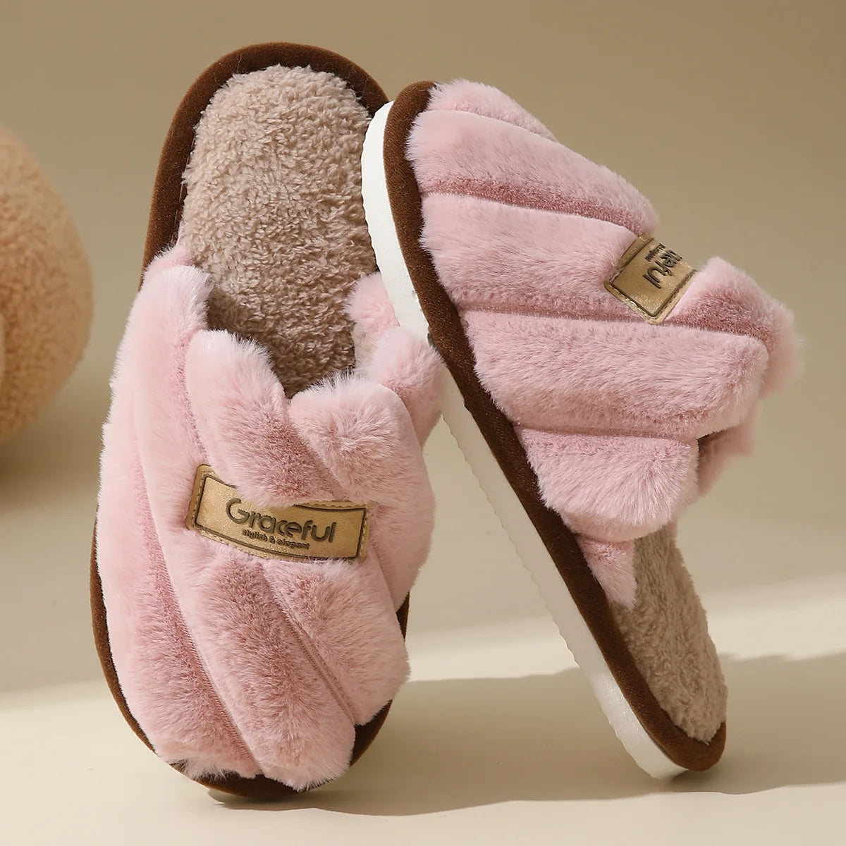 Winter Warm Plush Women Slippers Non Slip Soft Shoes Comfort Flat Heel Indoor Bedroom Couple's Slippers for Home Shoes