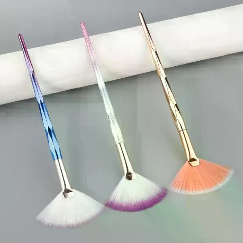 Large Flat Highlight Blush Fan-Shaped Makeup Brush Powder Loose Powder Face Brush Korean Soft Cosy Even Color Tools For Women