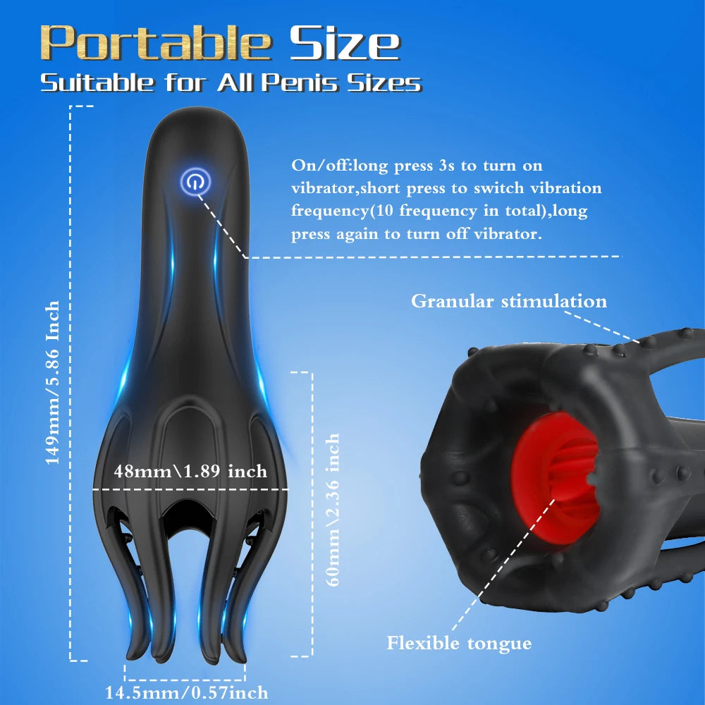 Sex Toy Glans Vibrating Masturbator For Men Tongue Licking Sex Oral Blowjob Lasting Delay Ejaculation Training Male Toy For Male