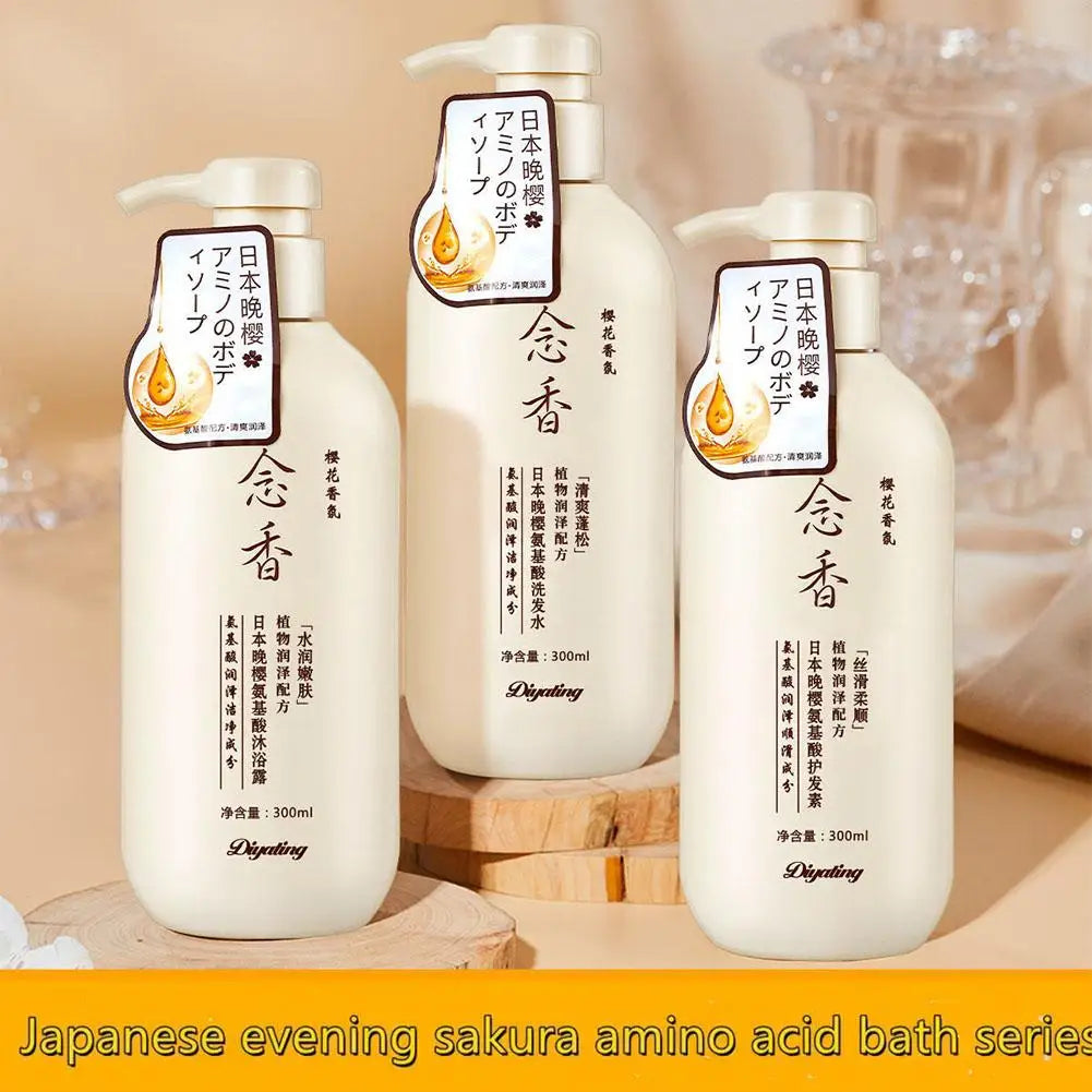 300ML Japanese Shampoo And Conditioner & Body Wash, Amino Acid Fragrant Japanese Shampoo, Japan Evening Shampoo Hair Care