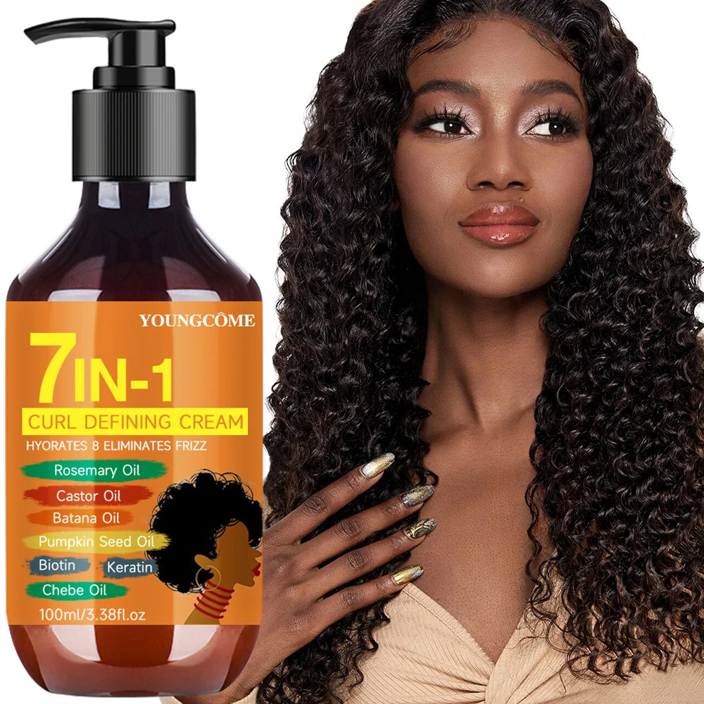 7-in-1 Curling Cream Curls Hair Elastin Long-lasting Styling Volume Hair 100ml Moisturizing Curling Cream Curly Hair Mask