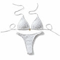 Bathing Suits Two-Piece Halter Bikini Set Flower Deep V Summer Beachwear Lace-up Elegant Women Swimsuits Holiday