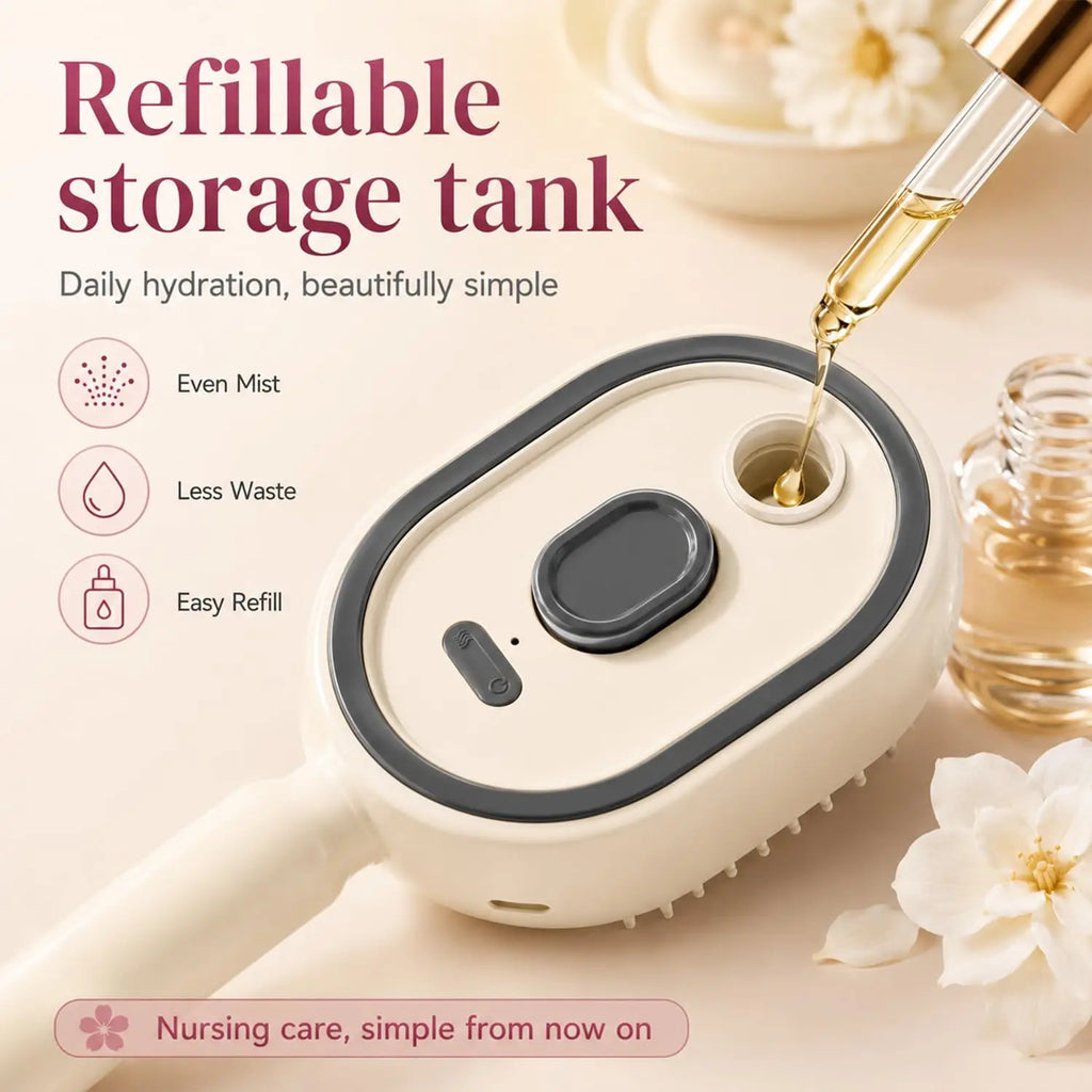 Electric Air Cushion Massage Spray Comb, Hair Brush With Water Spray, Self-Cleaning Anti-Tangle Anti-Static For Frizzy Hair