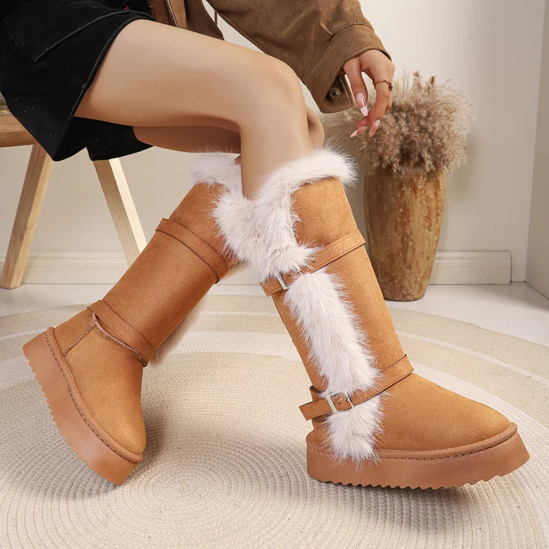 2026 Winter New Fashionable Hot Selling Sexy Warm Snow Boots for Women Round Toe Thick Sole Comfortable Casual Mid Length Boots