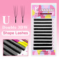 LAKANAKU 2D UU YY Lashes 3D 4D 5D W Fibras Tecnologicas Pestañas Shape U Eyelash Extension De Cils Premade Fans Lashes Extension