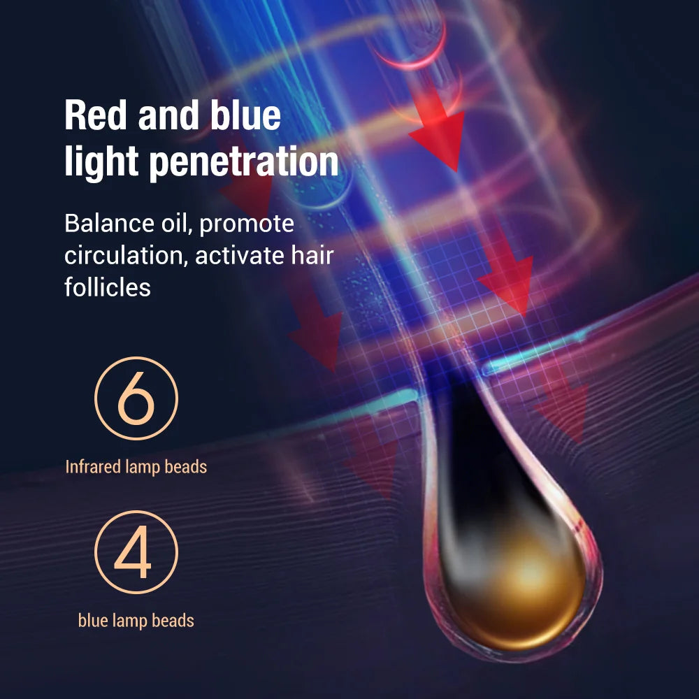 Electric Hair Growth Comb with Red Light Scalp Massager Anti Hair Loss Vibration Brush for Hair Care Portable Hair Enhancer Comb