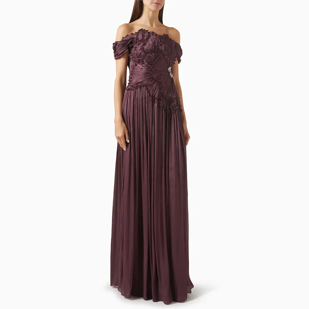 Customized Sexy Evening Dress Vestidos De Fiesta Off Shoulder Ruched Pleated Crystal Split Dancing Party Gown Party Dresses