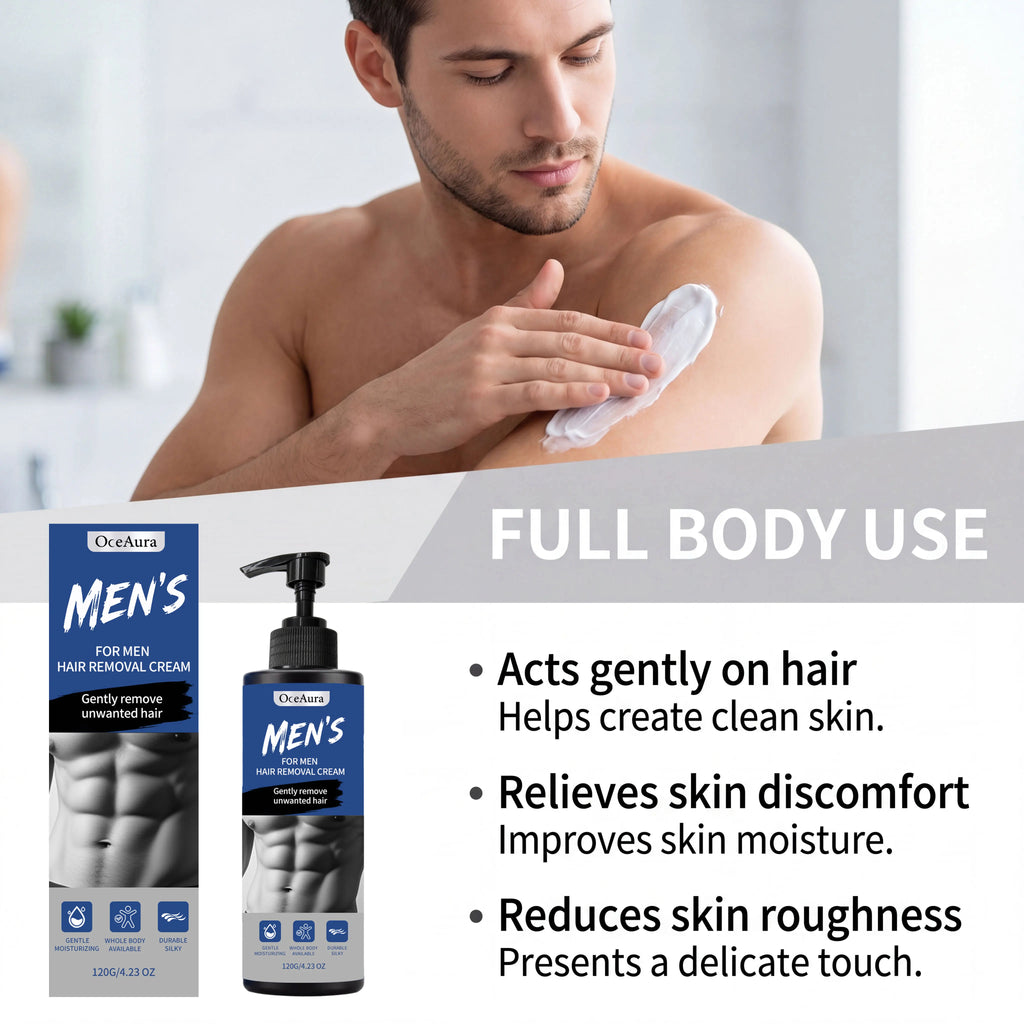 Painless Men's Body Depilatory Cream Fast Acting Hair Remover Non-Irritating Body Grooming Care Coarse Thick Hair Removal Cream
