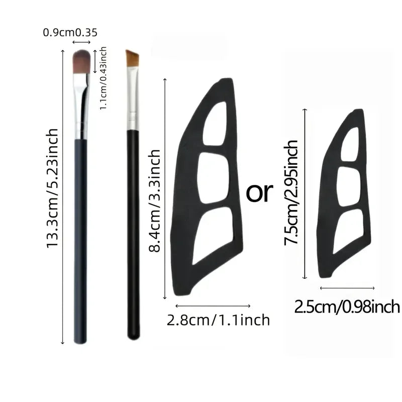 3-Piece Eye Makeup Kit - Eyeshadow Brushes & Molds, Quick Templates for Beginners, Easy Professional Look Anytime