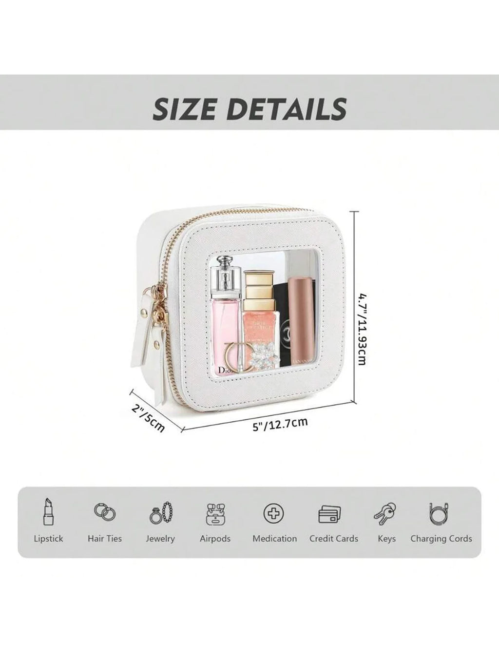 1 piece mini makeup bag - women's small makeup bag, waterproof travel toiletry bag, transparent console organizer bag with transparent window and gold zipper, lunch bag, travel bag, women's bag, small makeup bag/small makeup