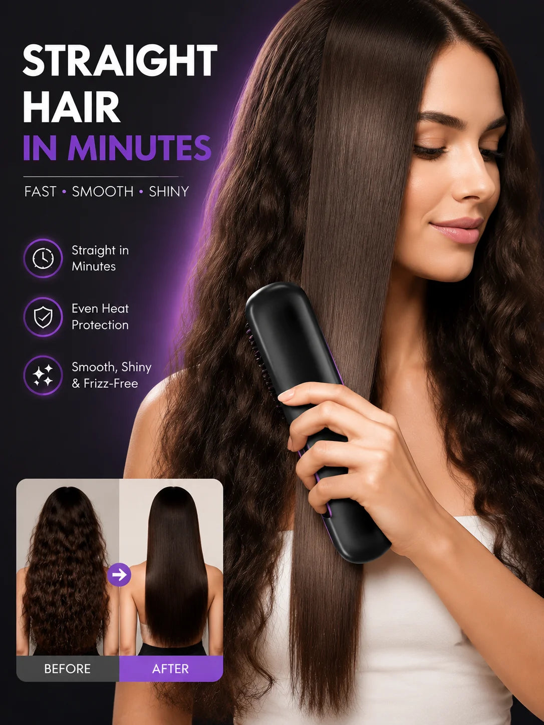 Electric Hair Straightening Brush Wireless mini Cordless Hair Straightener Comb Wireless Ceramic That Is Cheap Wireless mini