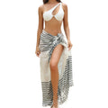 Sunscreen Beach Towel Skirt Blouse New Bamboo Cotton Sarong Striped Fringed Bikini Blouse