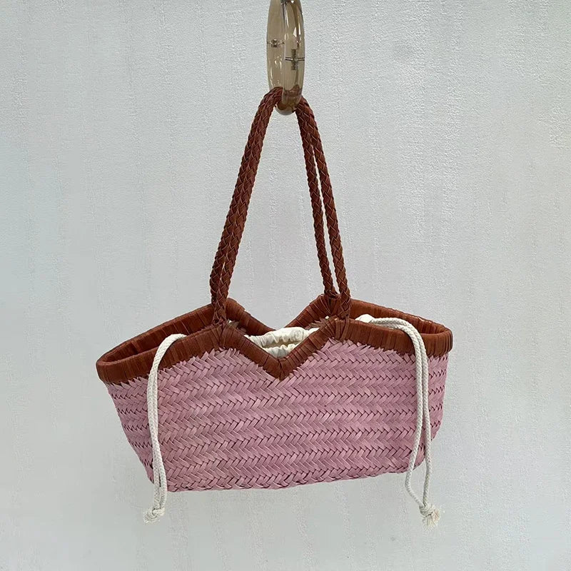 Bamboo Woven Market Shopping Basket,Handmade Women Shoulder Bag,designer Large Capacity Tote Bag,Summer Vacation Beach Handbag