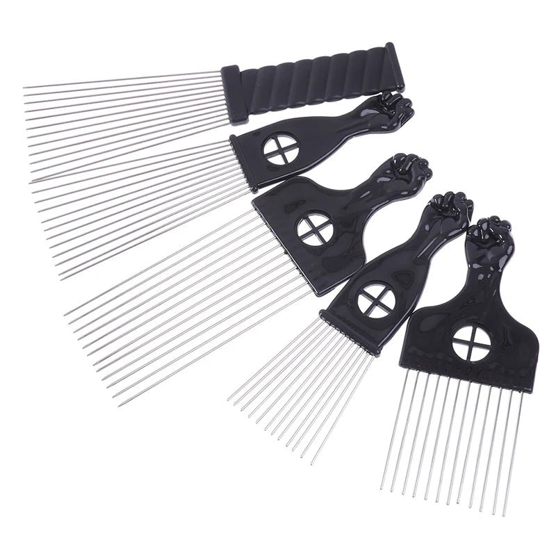 Black Fist Afro Metal Comb African Hair Comb Brush Salon Hairstyle Styling Tool
