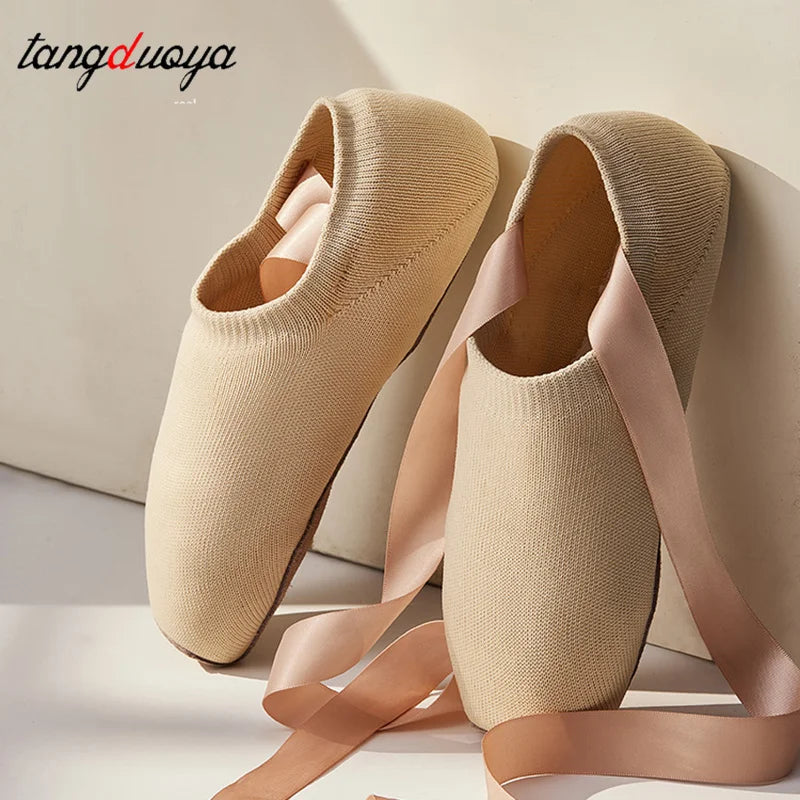 Girls Ballerina Ballet Pointe Shoes Women New Knitting Professional Ballet Shoes for Dancing Woman Ballet Shoes