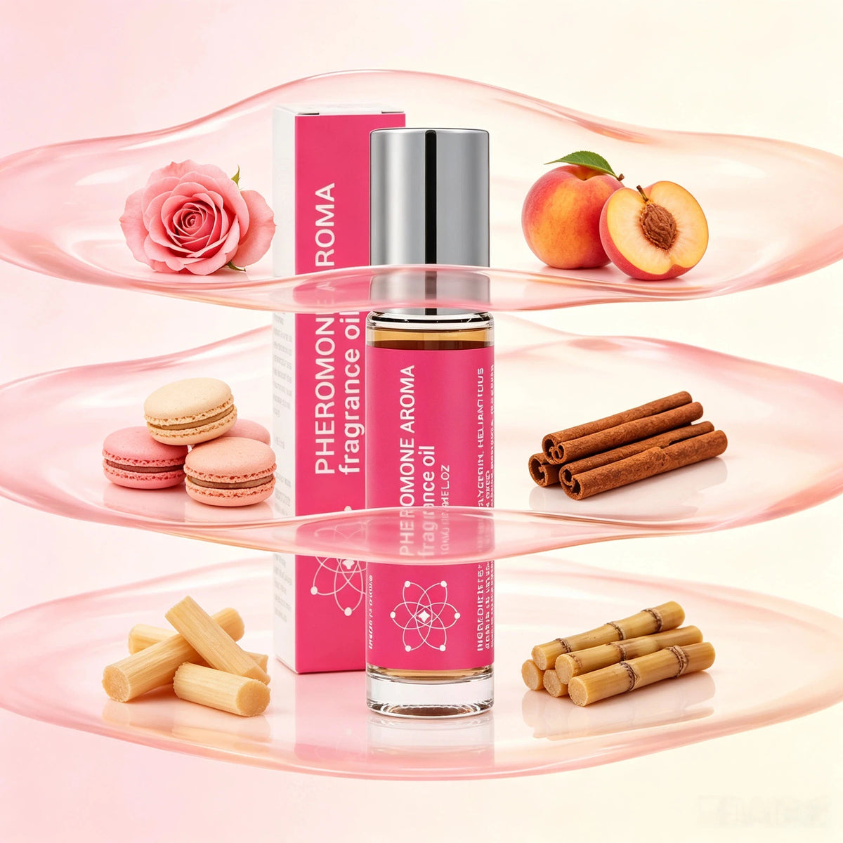10ml Rose Nectarine Pheromone Oil - Macaron Cinnamon Subtle Perfume Oil, Long‑lasting Fragrance Oil for Traveling or Dating