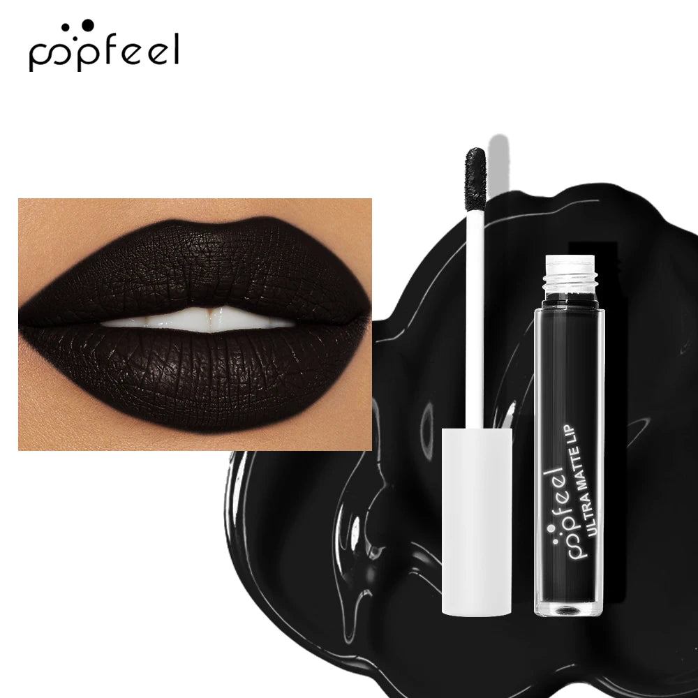 POPFEEL Hallowmas Lip Makeup Kit Black Lip Stick Black Lip Gloss Matte Lip Stick Long Lasting