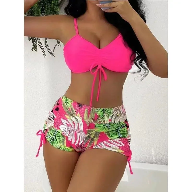 Women's Two Piece High Waist Bikini Set Sexy Strap Floral Print Swimsuit Summer Beachwear for Pool Party & Vacation