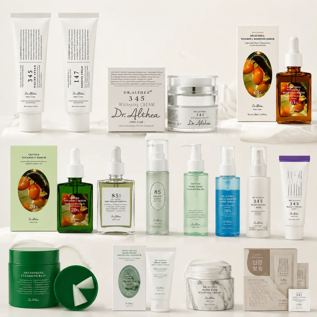 Original Korean Althea Skincare - 345/147 Antioxidant Relief Cream, REJU 5000 Cream, Address Blemishes, Brighten, Barrier Repair