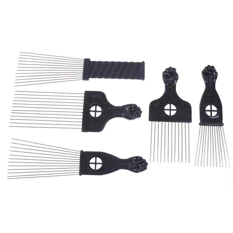 Black Fist Afro Metal Comb African Hair Comb Brush Salon Hairstyle Styling Tool