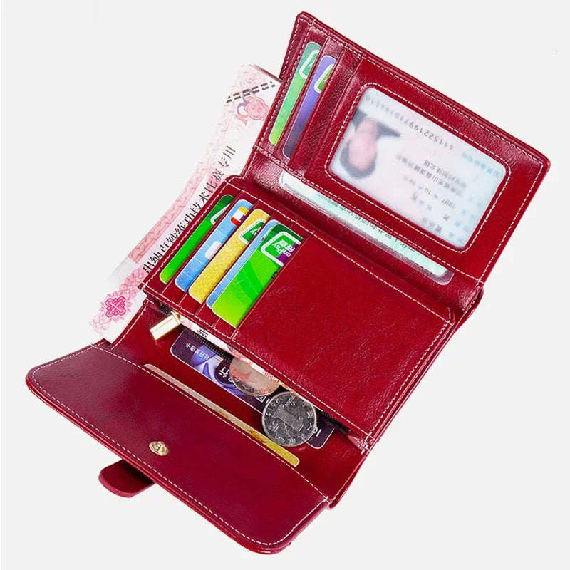 Genuine Leather Women's Purse Short Credit Card Holder Wallets Coin Handbag Wallet for Women Carteras Para Mujer ladies Purses