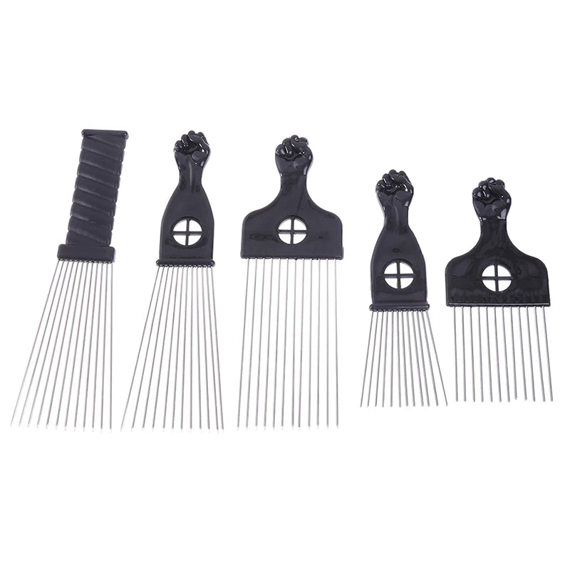 Black Fist Afro Metal Comb African Hair Comb Brush Salon Hairstyle Styling Tool