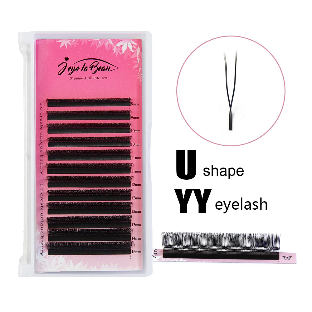 U-Shape YY Lash U YY Extensión De Pestañas 3D Cluster Eyelash Bundles UY Premade Volume Fans YY Ciilios False Eyelash DIY Logo