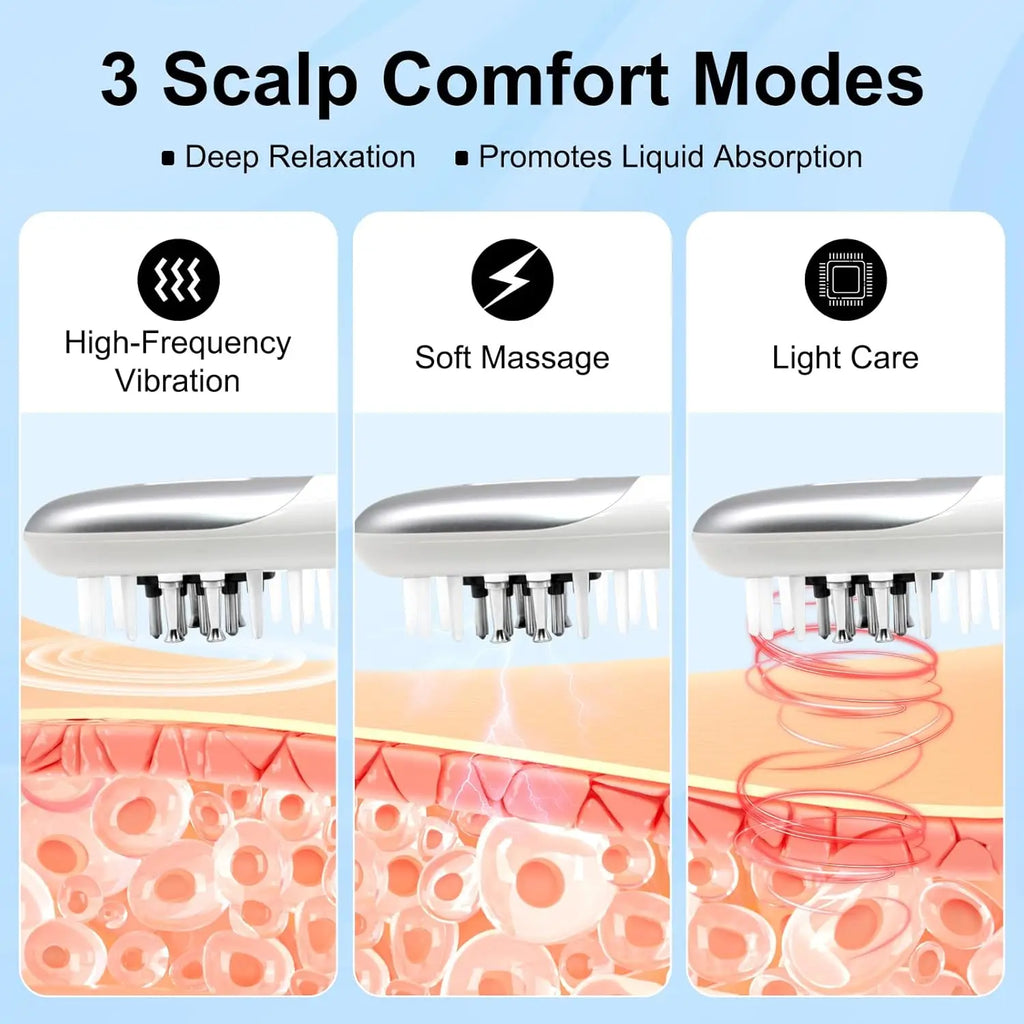 Electric Hair Growth Comb with Red Light Scalp Massager Anti Hair Loss Vibration Brush for Hair Care Portable Hair Enhancer Comb