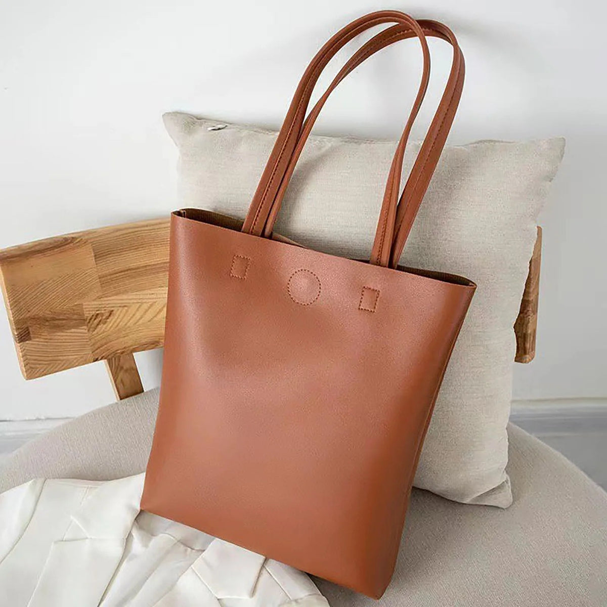 Women Tote Bag Fashion Underarm Pouch Large Capacity Soft Pu Leather Shoulder Bag Retro Crossbody Bag Casual Portable Bucketbags
