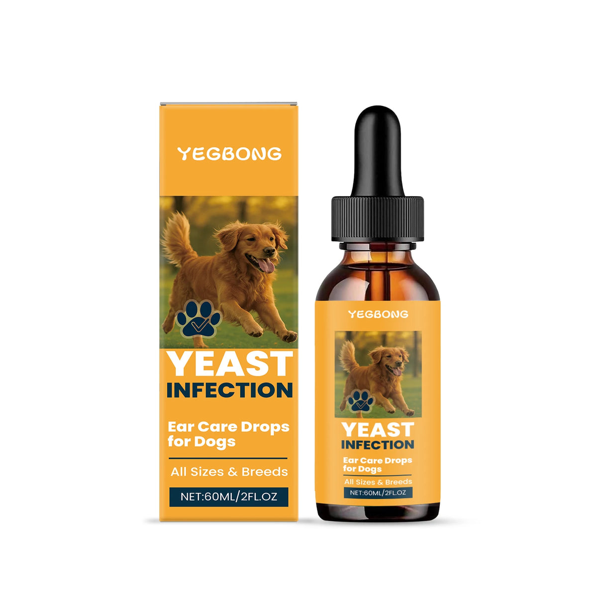60ml Dog Ear Care Drops Relieve Itching Dandruff Reduce Odor Anti-Fungals Earwax Remover No Irritating Pet Ear Cleaner Liquid